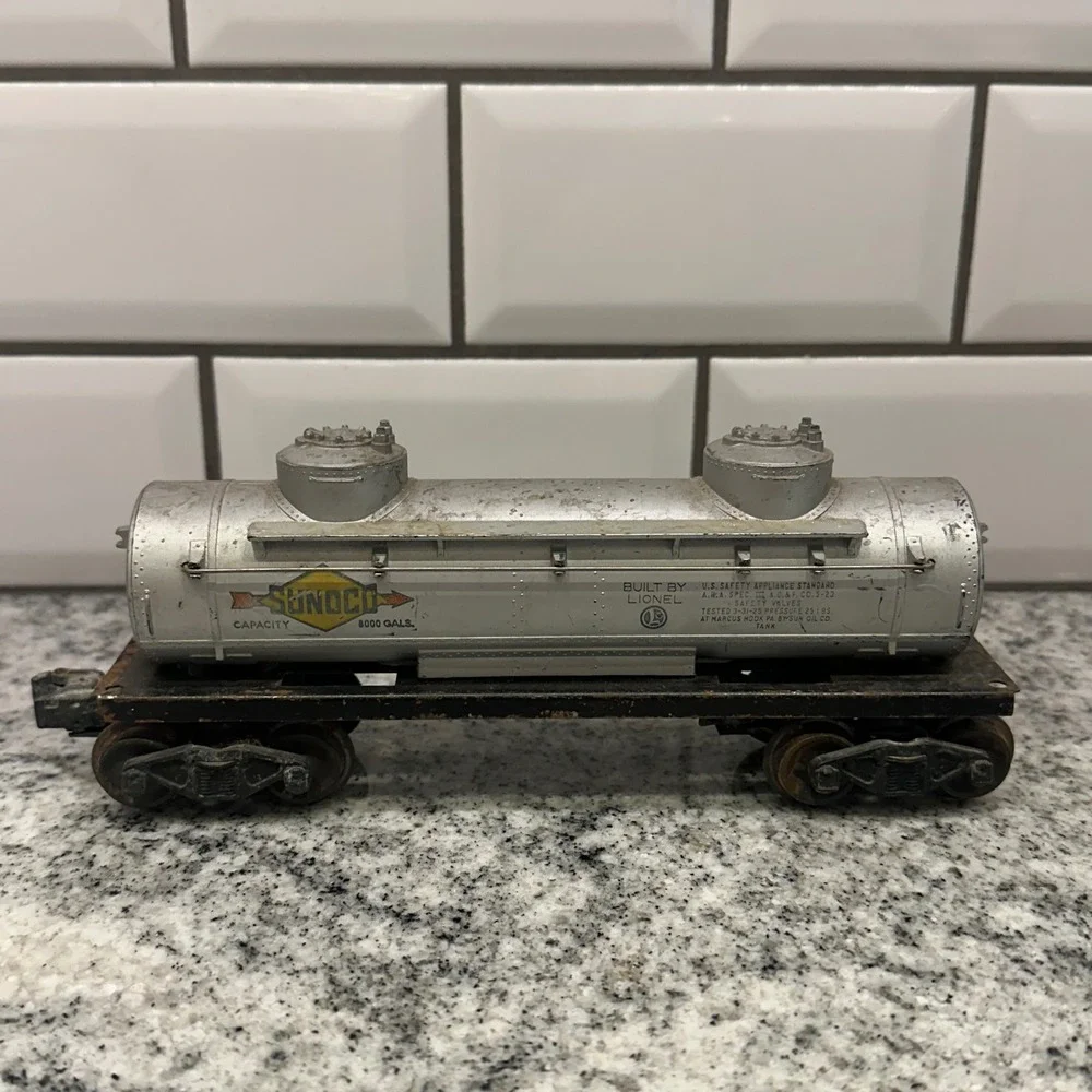 Lionel Unisex Sunoco Tank Car Silver 8000 Gallon‎ Double Dome Vintage O Gauge
